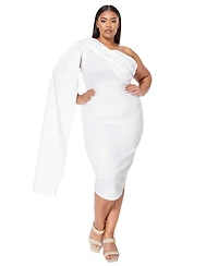 L I V D Plus Spade One Shoulder Cape Dress
