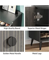 Tribesigns Shoe Cabinet with Doors, 6-Tier Storage Adjustable Shelves, Wooden Shoes Rack Organizer for Entryway, Hallwa