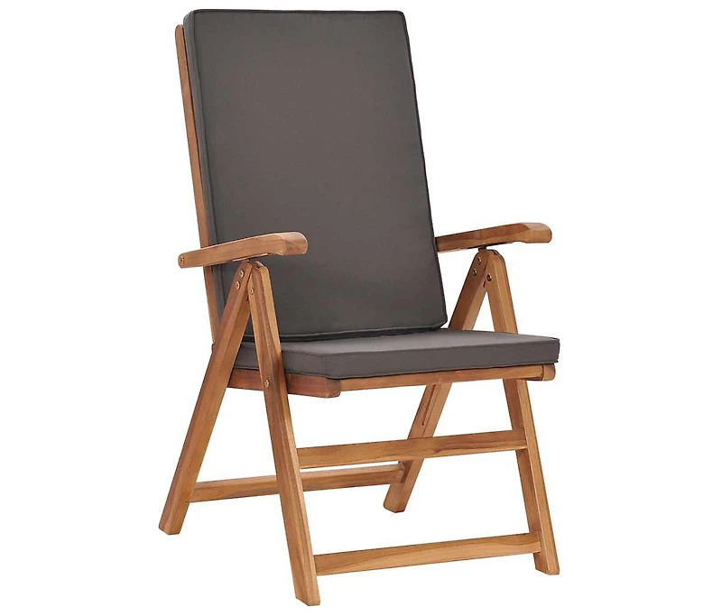 Reclining Patio Chairs with Cushions 2 pcs Solid Teak Wood Gray