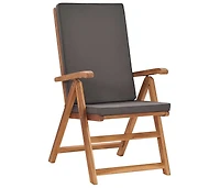 Reclining Patio Chairs with Cushions 2 pcs Solid Teak Wood Gray