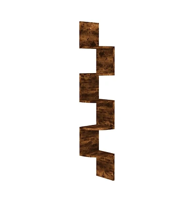 vidaXL Wall Corner Shelf Smoked Oak 7.5"x7.5"x48.4" Engineered Wood