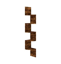 vidaXL Wall Corner Shelf Smoked Oak 7.5"x7.5"x48.4" Engineered Wood