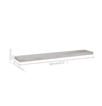 vidaXL Floating Wall Shelf Concrete Gray 47.2"x9.3"x1.5" Mdf
