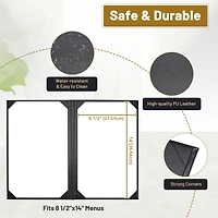 WeChef 10 Packs Restaurant Menu Covers 8.5 x 14 Book Style 2 Pages 2 Views Black