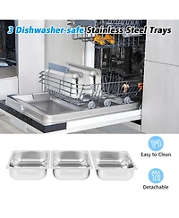 Food Warmer Buffet Server 450W Stainless Steel Electric Warming Tray for Parties