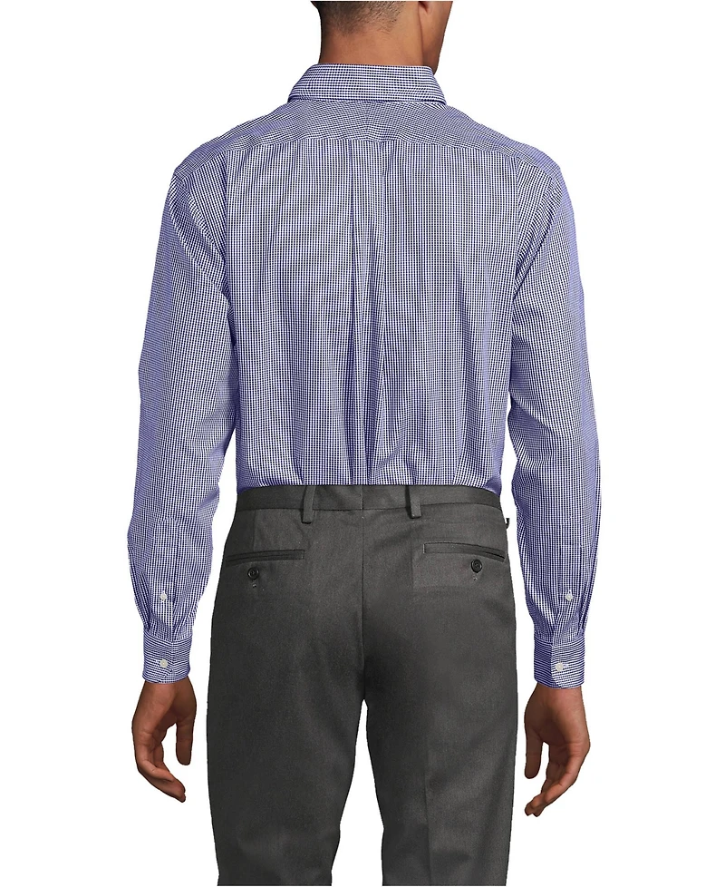 Lands' End Big & Tall Traditional Fit Pattern No Iron Supima Pinpoint Buttondown Collar Dress Shirt