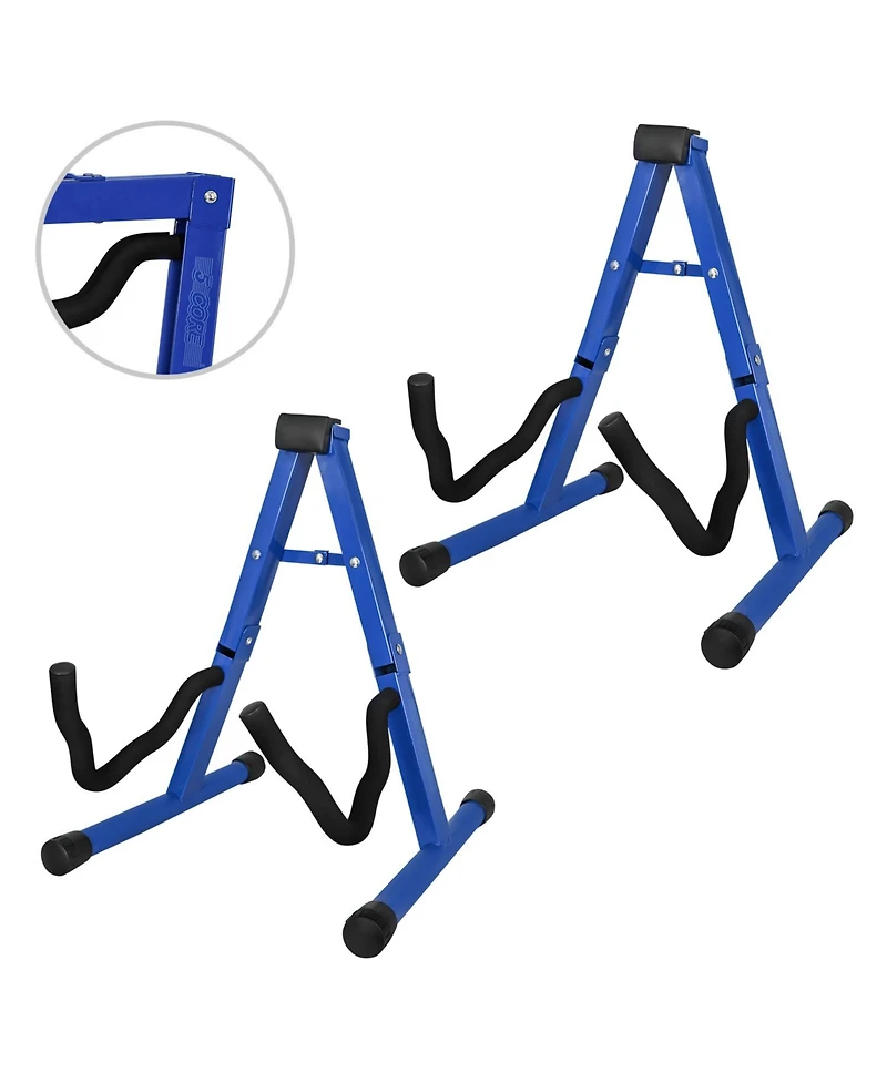 5 Core Double Guitar Stand Floor Adjustable Heavy Duty A Frame Folding Acoustic Electric Bass Mandolin Banjo Violin Holder Stands