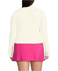 Lands' End Plus Cooling Quarter Zip Long Sleeve Mock Neck Upf 50 Sun Protection Rash Guard