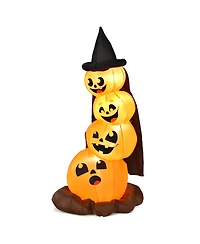 Vebreda 7 Feet Halloween Inflatable Pumpkin Combo with Witch's Hat and Led Lights