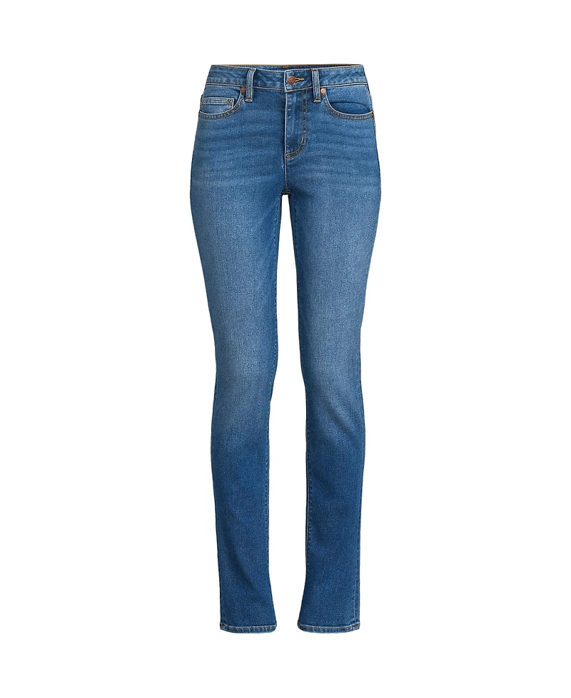 Lands' End Women's Mid Rise Straight Leg Blue Jeans