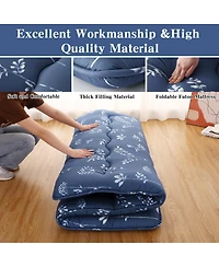 Futon Mattress Full Size, Floral Print Floor Pad Portable Dorm Sleeping Pad, 54"x 80"