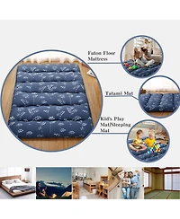 Futon Mattress Full Size, Floral Print Floor Pad Portable Dorm Sleeping Pad, 54"x 80"