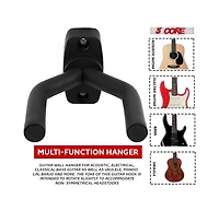 5 Core Guitar Wall Mount Hangers Display Wall Hook w Screws Soft Padding Holder for All Guitars - 2PCS