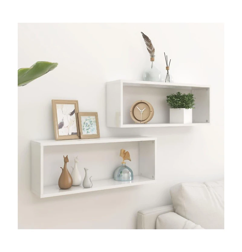 vidaXL Wall Cube Shelves 2 pcs 23.6"x5.9"x9.1" Engineered Wood