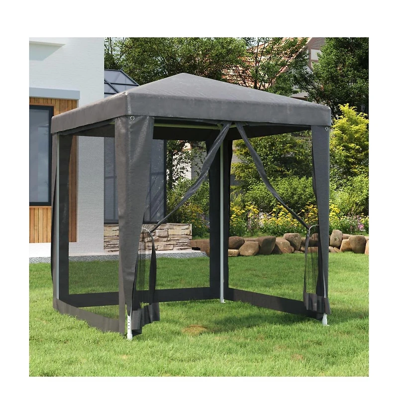Party Tent with 4 Mesh Sidewalls Anthracite 6.6'x6.6' Hdpe