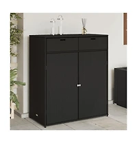 vidaXL Patio Storage Cabinet Black 41.3"x21.7"x44.5" Poly Rattan
