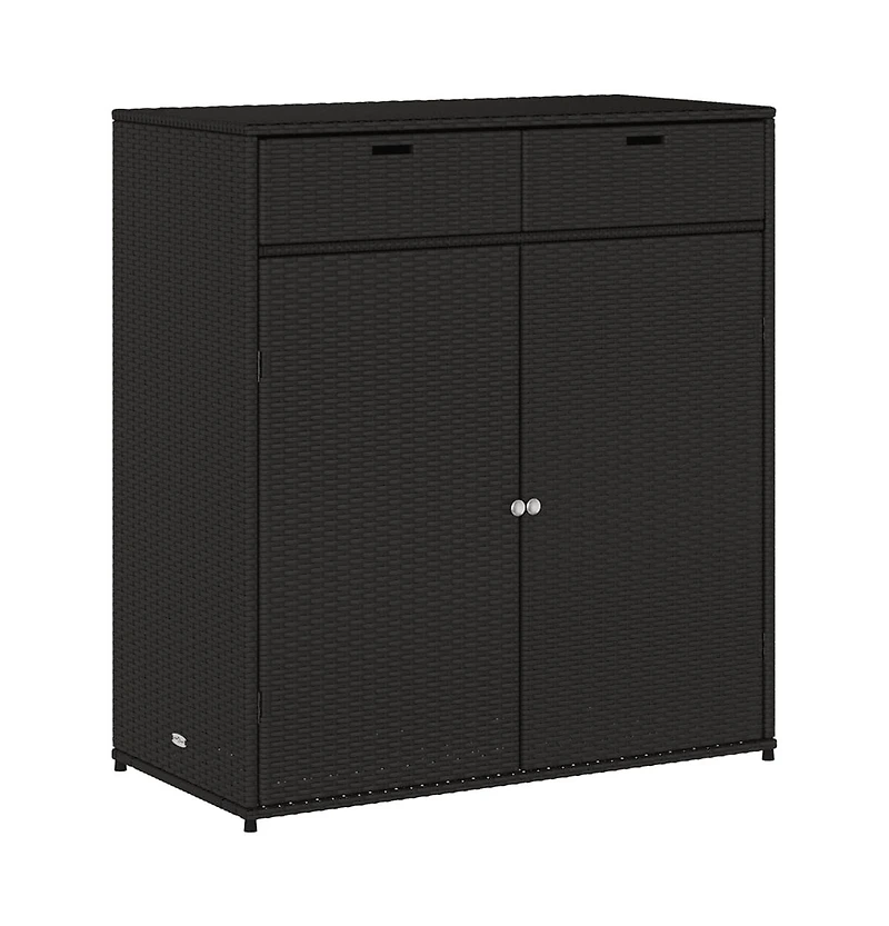 vidaXL Patio Storage Cabinet Black 41.3"x21.7"x44.5" Poly Rattan