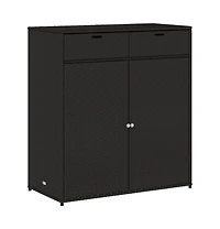 vidaXL Patio Storage Cabinet Black 41.3"x21.7"x44.5" Poly Rattan