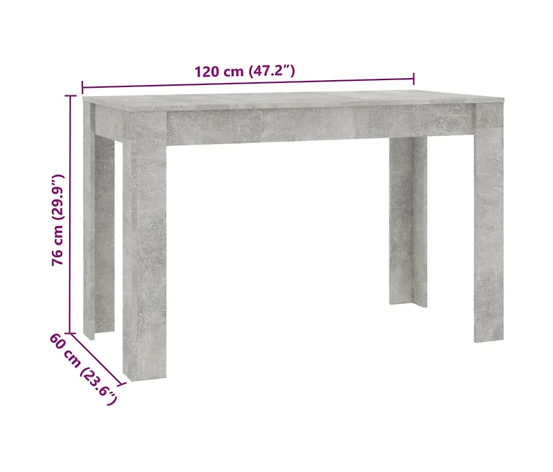 vidaXL Dining Table Concrete Gray 47.2"x23.6"x29.9" Engineered Wood