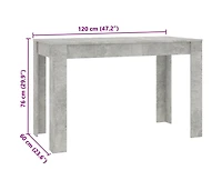 vidaXL Dining Table Concrete Gray 47.2"x23.6"x29.9" Engineered Wood