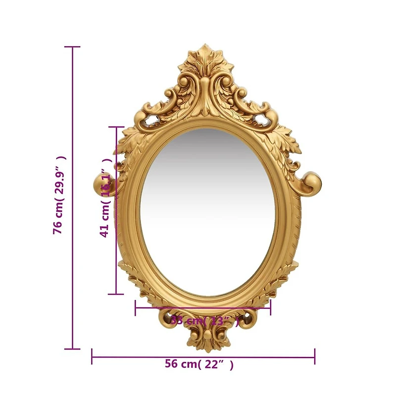 vidaXL Wall Mirror Castle Style 22"x29.9" Gold