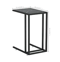 vidaXL Computer Side Table Black Marble 19.7"x13.8"x25.6" Tempered Glass