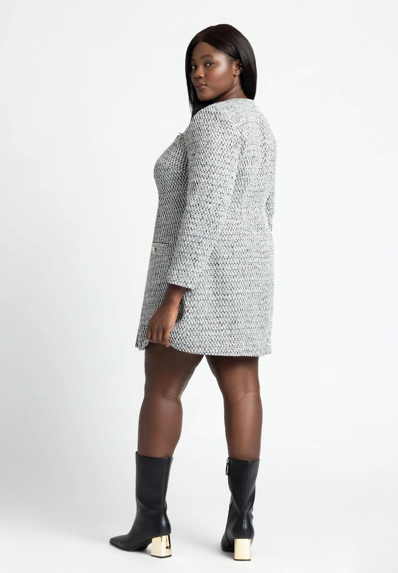 Eloquii Women's Tweed Long Sleeve Mini Dress