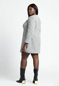 Eloquii Women's Tweed Long Sleeve Mini Dress