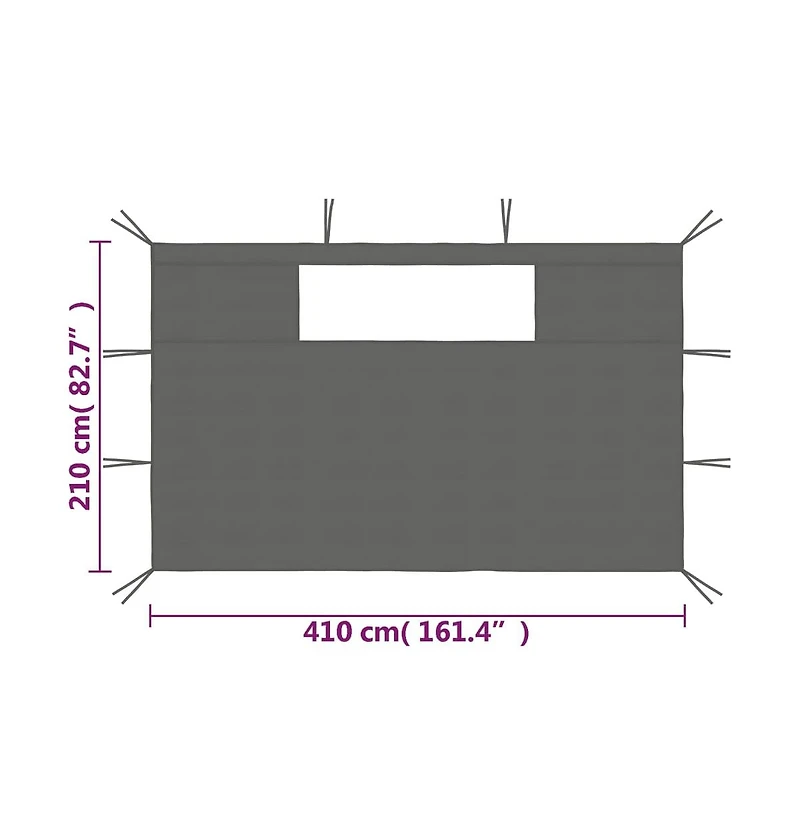 vidaXL Gazebo Sidewalls with Windows 2 pcs Anthracite