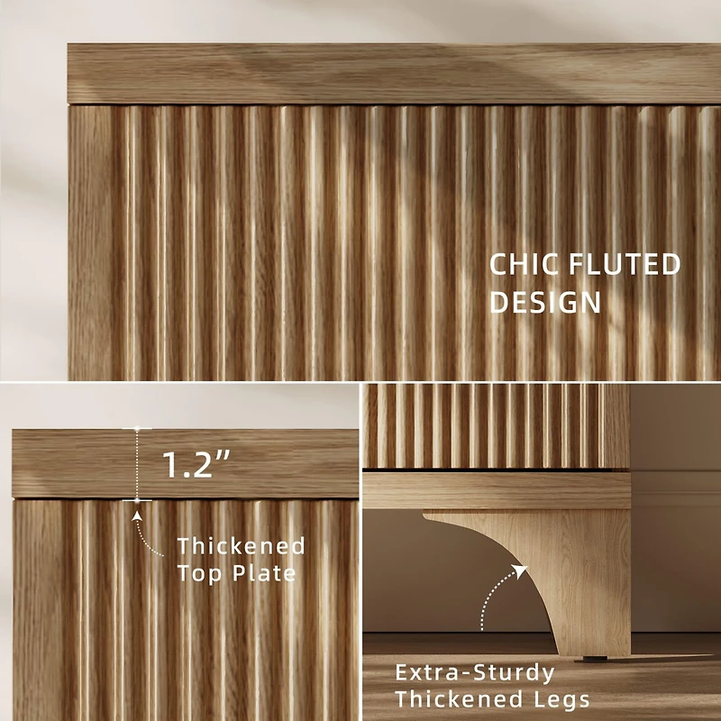 Sugift 48 Inch Farmhouse Console Table with 2 Drawers and Open Storage Shelf for Hallway