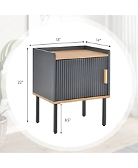 Sugift Nightstand Bedside End Table with Door Cabinet for Living Room Bedroom-Gray