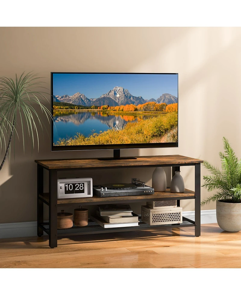 Industrial Tv Stand up to 50 Inches with Power Outlets and Usb Ports-Rustic Brown