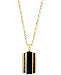 Effy Men's Onyx & Black Diamond (1/5 ct. t.w.) Dog Tag 22" Pendant Necklace in 14k Gold
