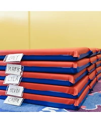 ECR4Kids Premium Folding Rest Mat, 4-Section, 2in, Blue/Red, 5-Pack