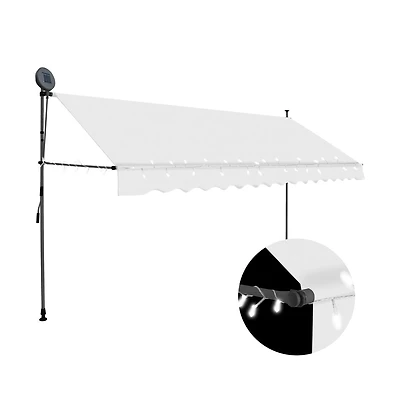 Manual Retractable Awning with Led 137.8" Cream
