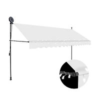 Manual Retractable Awning with Led 137.8" Cream