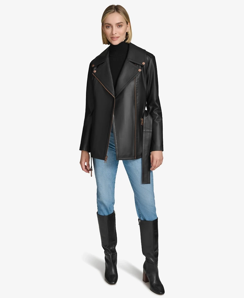 Andrew Marc Black Label Women's Delphine Belted Leather Jacket
