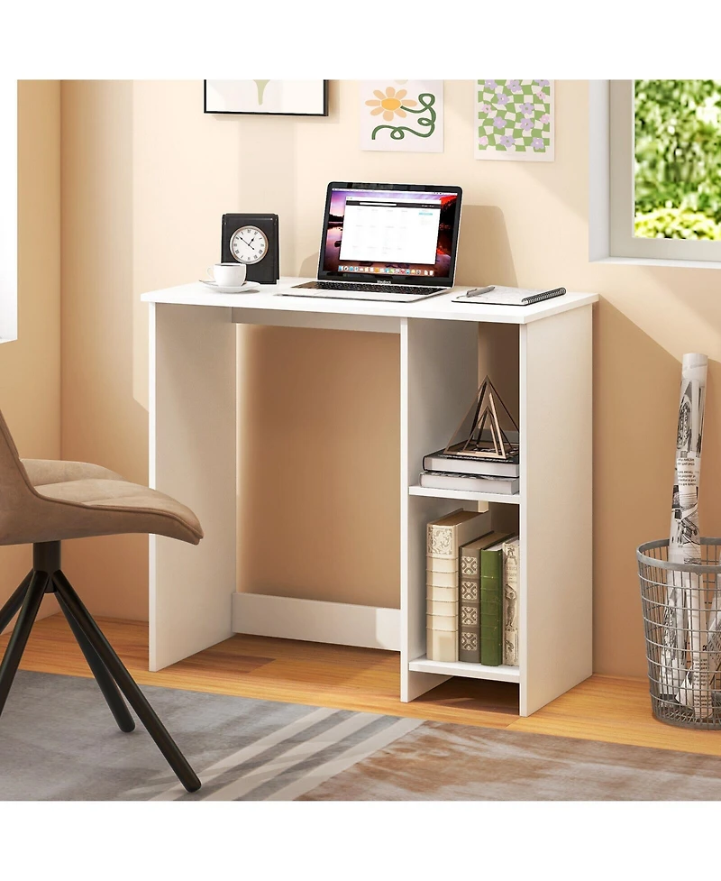 Skonyon 31.5 Inch Modern Home Office Desk with 2 Compartments-White