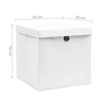 vidaXL Storage Boxes with Covers 4 pcs 11"x11"x11" White