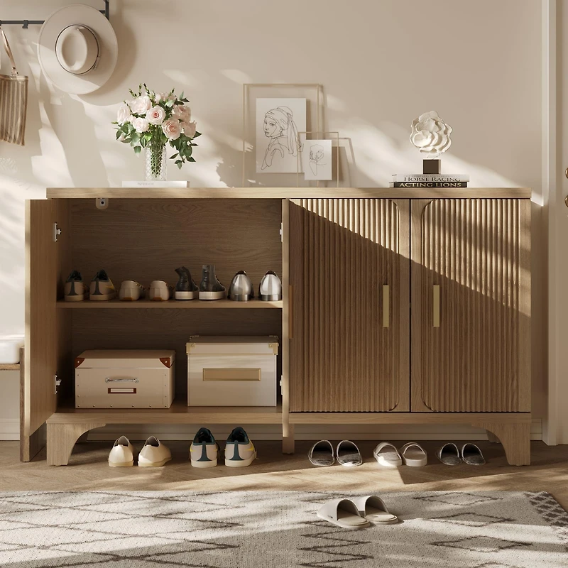 Sugift 2 Drawers Industrial Console Table with Steel Frame for Small Space-Rustic Brown