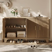 Sugift 2 Drawers Industrial Console Table with Steel Frame for Small Space-Rustic Brown