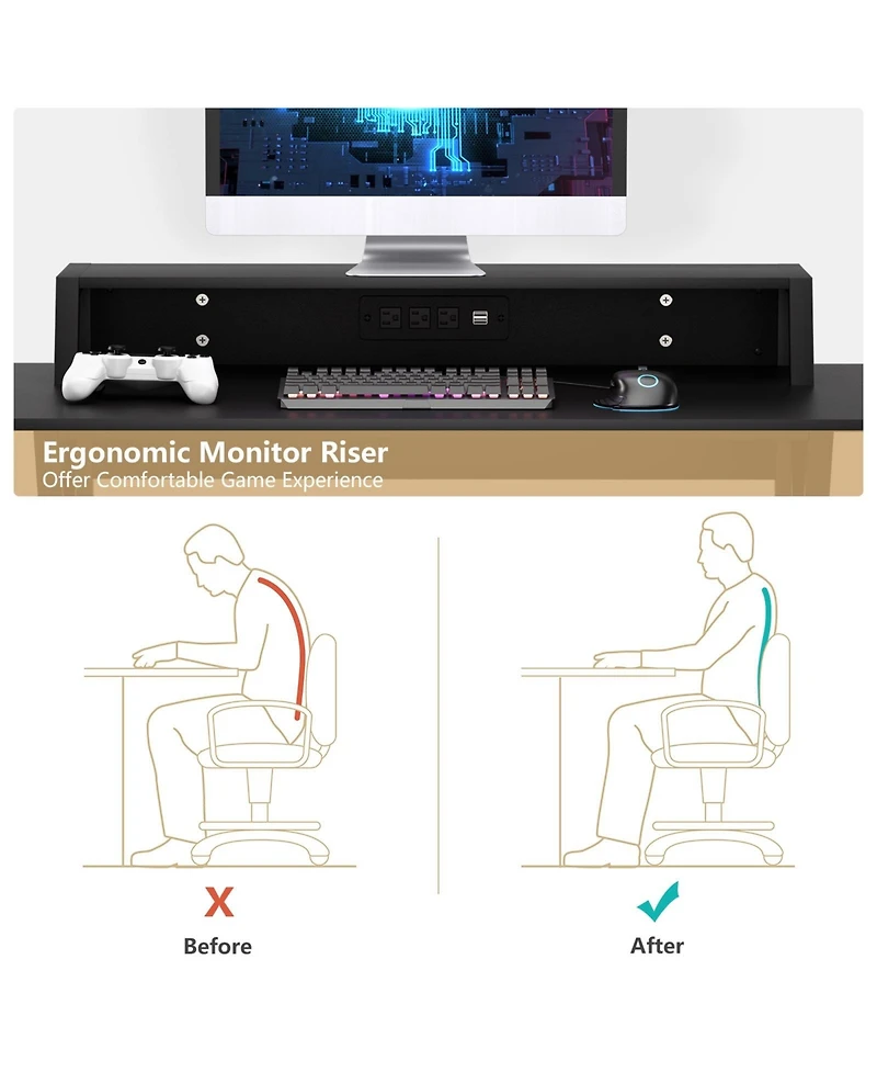 Skonyon All-in-One Professional Gaming Desk with Cup and Headphone Holder