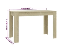 vidaXL Dining Table Sonoma Oak 47.2"x23.6"x29.9" Engineered Wood