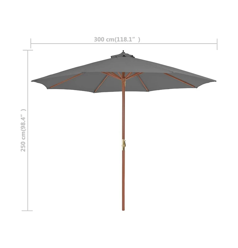 Outdoor Parasol with Wooden Pole 118.1" Anthracite