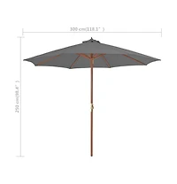 Outdoor Parasol with Wooden Pole 118.1" Anthracite