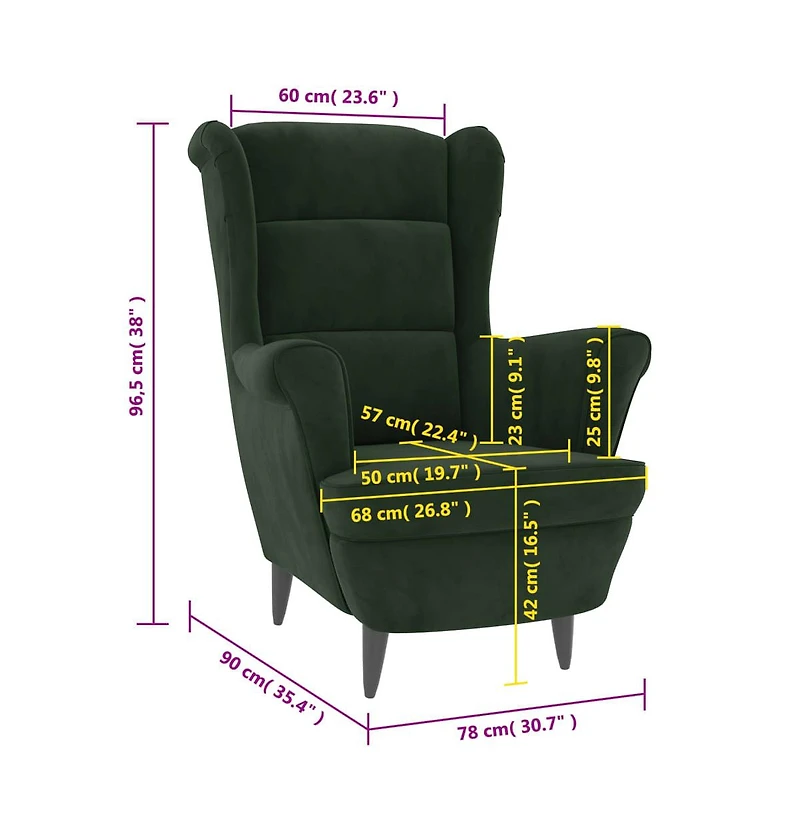 Armchair Dark Green Velvet