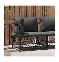 vidaXL Patio Corner Sofa with Cushions Anthracite Woven Fabric
