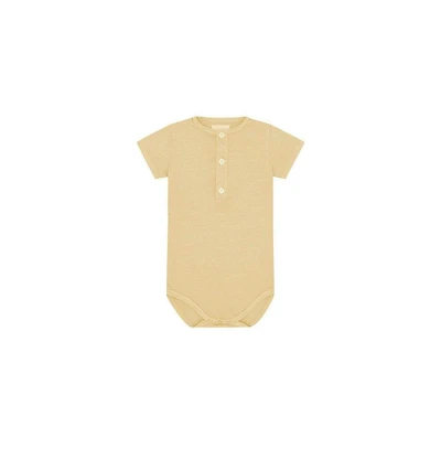 Vild House of Little Baby Ss Organic Cotton Henley Bodysuit - Sandstone