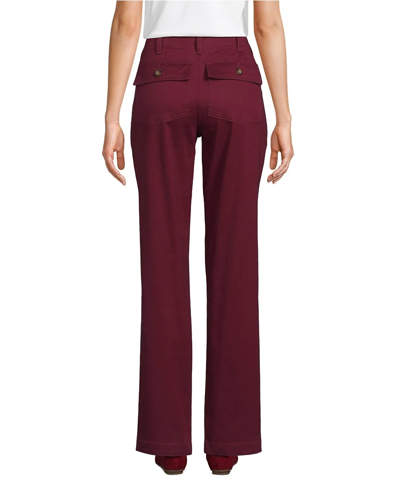 Lands' End Petite High Rise Chino Utility Straight Leg Pants