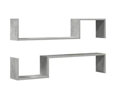 vidaXL Wall Shelves 2 pcs Concrete Gray 39.4"x5.9"x7.9" Engineered Wood